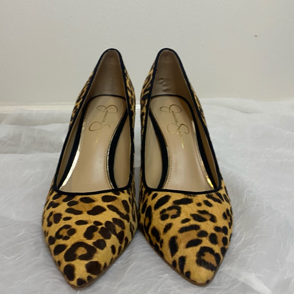 Jessica Simpson Fur feel Leopard Print 8.5 Heels